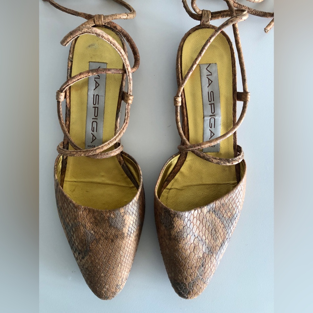 Via Spiga Embossed Python Leather Gladiator Sanda… - image 2